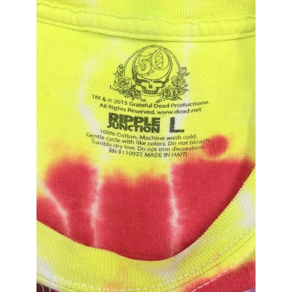 2015 Grateful Dead 50th Anniversary Tie Dye T‎ Shirt L Skeleton Ripple Junction